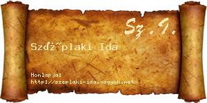 Széplaki Ida névjegykártya